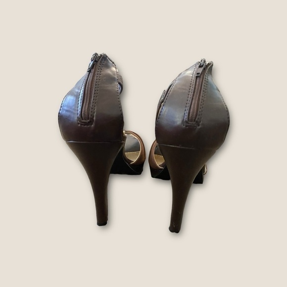 Charlotte Russe Open Toe Strap Heels Brown 9 - Picture 3 of 9